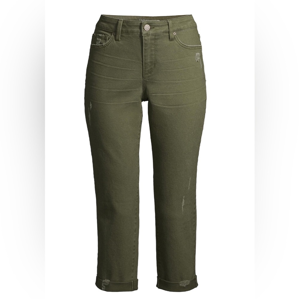 Olive Green Cropped Jeans